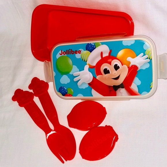 Jollibee Rare Lunch Bag Kit Container Box Spoon & Fork Phillipines Hard Shell - Picture 5 of 7